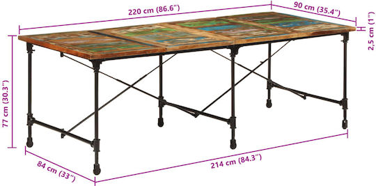 Tisch Speisesaal aus Massivholz & Metall Coffee 220x90x77cm