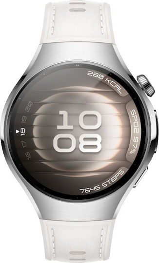 Huawei Watch 5 Stainless Steel 42mm Waterproof with eSIM and Heart Rate Monitor (White + Huawei FreeBuds 6i White)