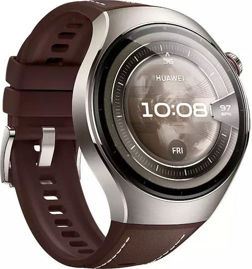 Huawei Watch 5 Titanium 46mm Waterproof with eSIM and Heart Rate Monitor (Brown)
