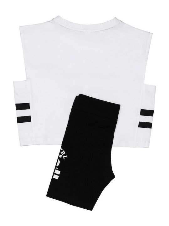 Kids' Set with Leggings Summer 3pcs White-Black