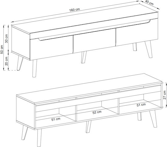 TV-Ständer Nordi Weiß / Higloss Weiß / Riviera M160xP40xH50cm
