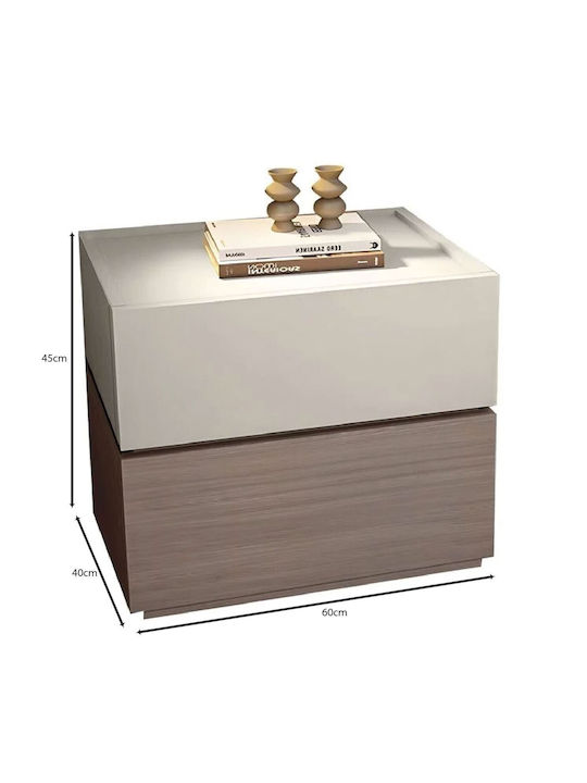 Vanity Bedside Table Wooden Beige 60x40x45cm E7351,2