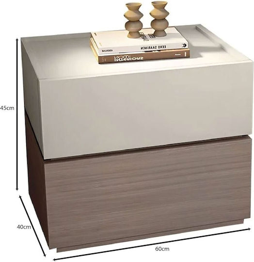 Nachttisch Vanity Holz Beige 60x40x45cm