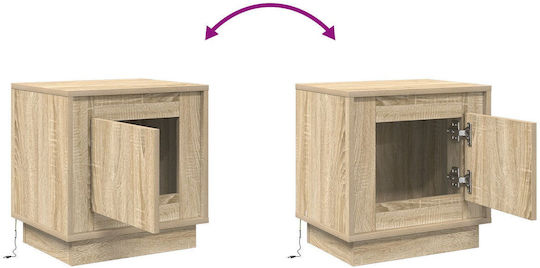 Bedside Table with Fabric Upholstery Sonoma Oak 44x34.5x45cm