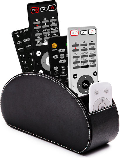 Ebest 5-Slot Black Leather Remote Control Holder
