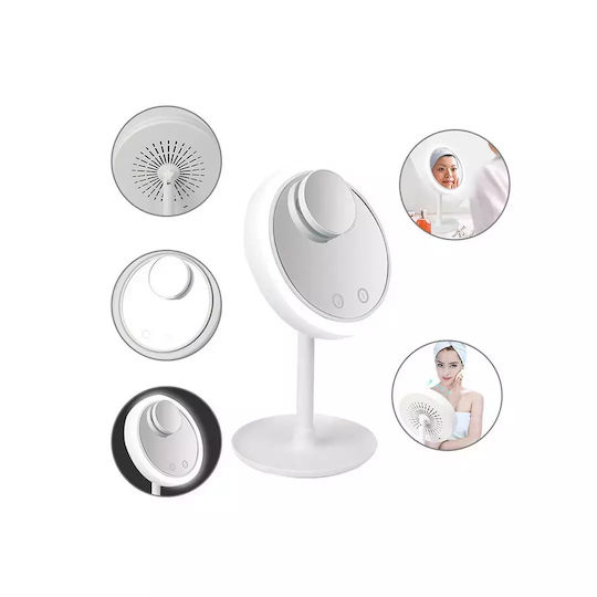 Oglindă de machiaj cu lumină și ventilator
