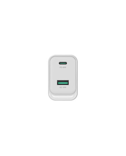 Conceptronic Charger Without Cable GaN with USB-A Port and USB-C Port 45W Power Delivery / Quick Charge 3.0 Whites (ALTHEA20W45)