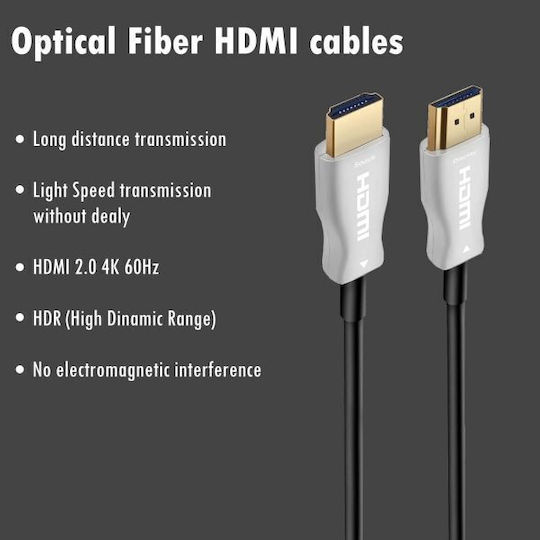 ATC HDMI 2.0 Premium High Speed 4K 60Hz HDR Cable HDMI male - HDMI male 30m Μαύρο