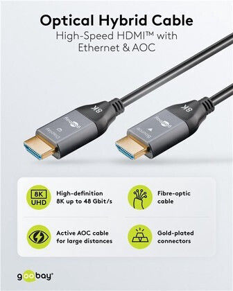 Goobay HDMI 2.1 Ultra High Speed 48Gbps 4K 120Hz HDR VRR Cable HDMI Male - HDMI Male 40m Black