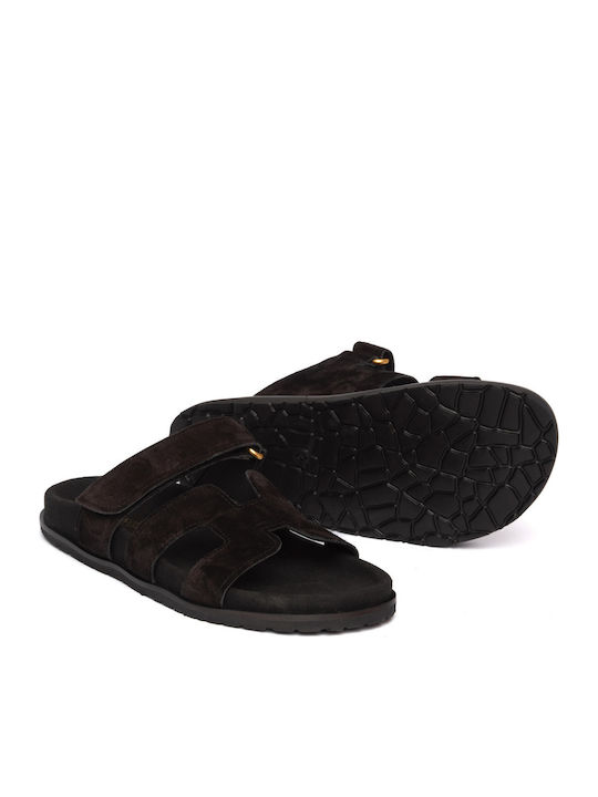 Δερμάτινα Γυναικεία Ανατομικά Σανδάλια Flatforms Μαύρα