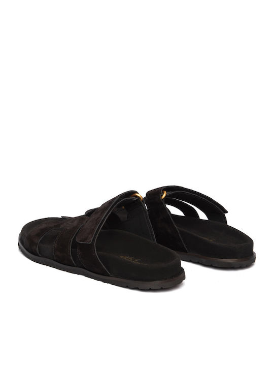 Δερμάτινα Γυναικεία Ανατομικά Σανδάλια Flatforms Μαύρα