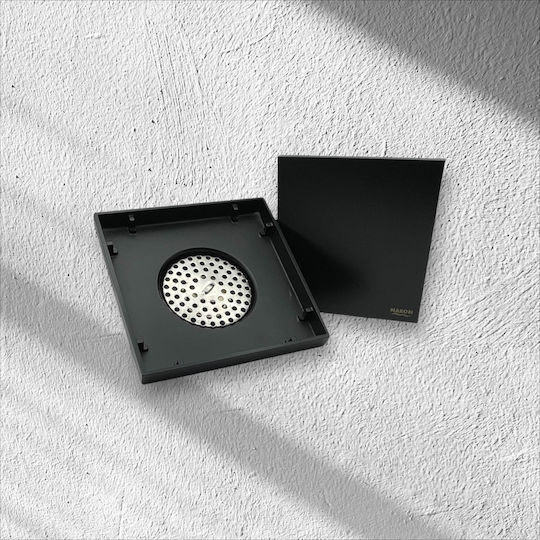 Naron Kupfer Siphon Boden mit Größe 15x15cm Schwarz