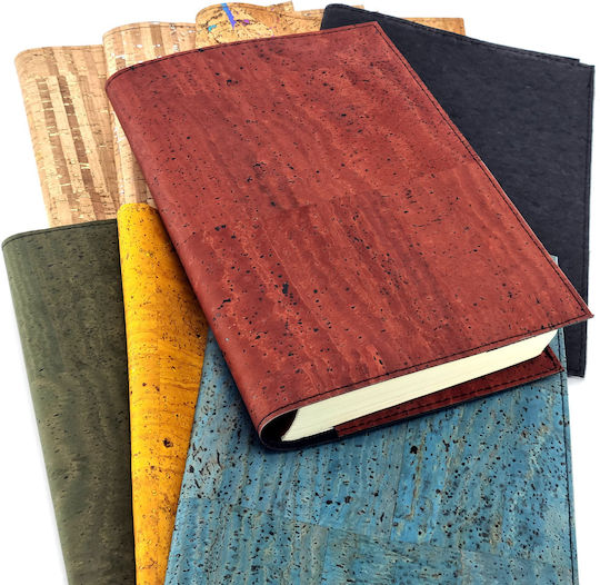 Set Book Cover Case Bookmark Striped Cork Silver