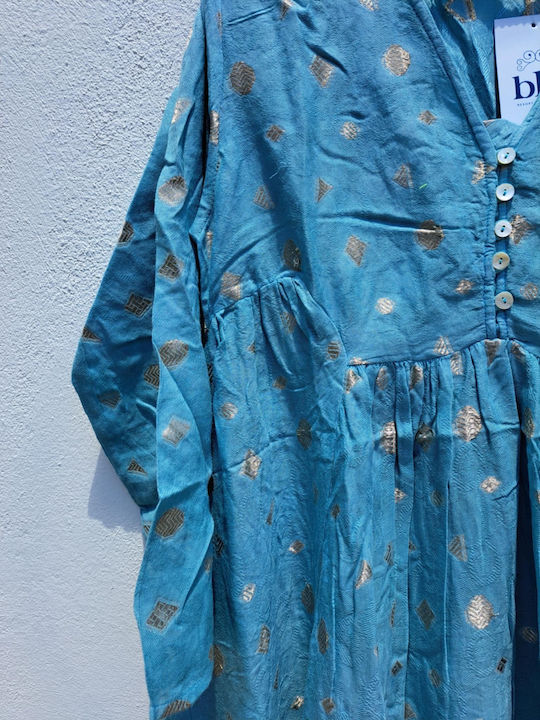 Summer Midi Evening Dress Light Blue