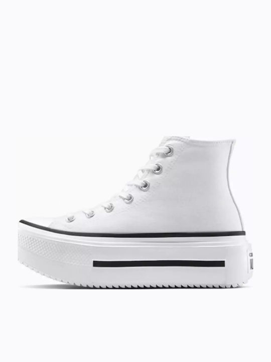 Damen Flatforms Stiefel Weiß