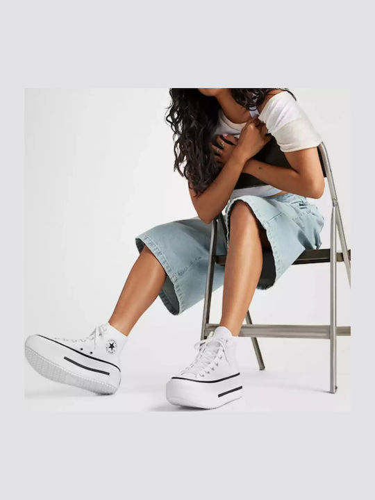 Damen Flatforms Stiefel Weiß