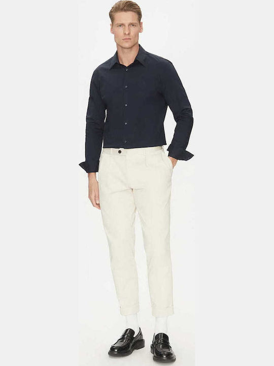 Long-sleeved Cotton Shirt Dark Blue