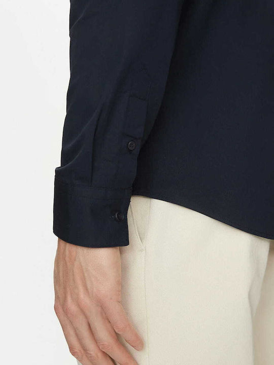 Long-sleeved Cotton Shirt Dark Blue