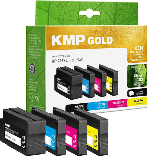 KMP Πακέτο Συμβατών Μελανιών Εκτυπωτή InkJet HP 963XL (3YP35AE) 77ml Μαύρο 4τμχ