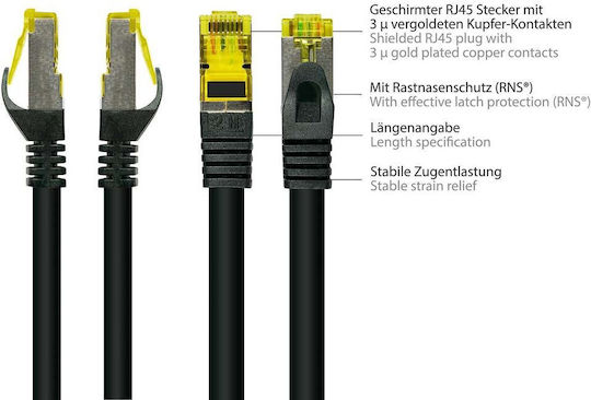 Good Connections S/FTP Кат.7 (10Gbps) Мрежов Кабел Ethernet 15м Черен
