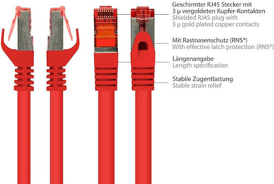 Alcasa S/FTP Cat.6 (Gigabit) Cablu De Rețea Ethernet 2m Roșu