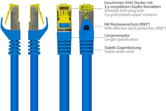 Alcasa U/UTP Кат.7 (10Gbps) Мрежов Кабел Ethernet 1.5м Син