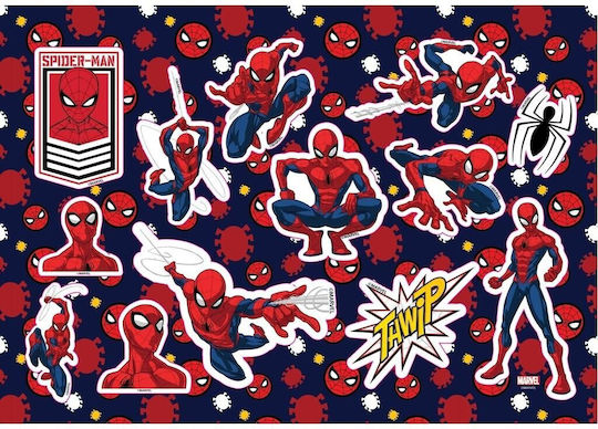 Spiderman Zeichenblock 23x33cm 40 Blatt Aufkleber Schablonen 508554