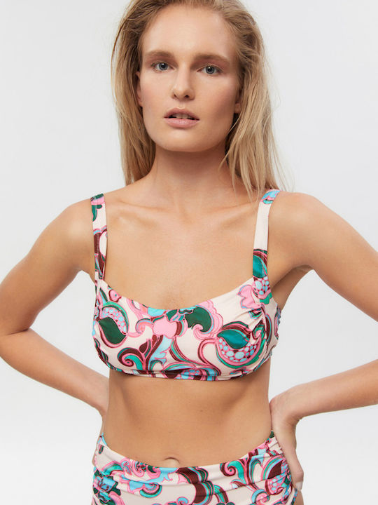 Padded Sports Bra Bikini Top Pink-green
