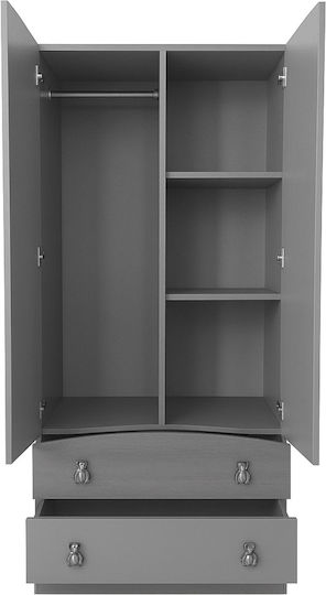 Δίφυλλη Ντουλάπα με 2 Συρτάρια Πράσινη 80x55x189cm