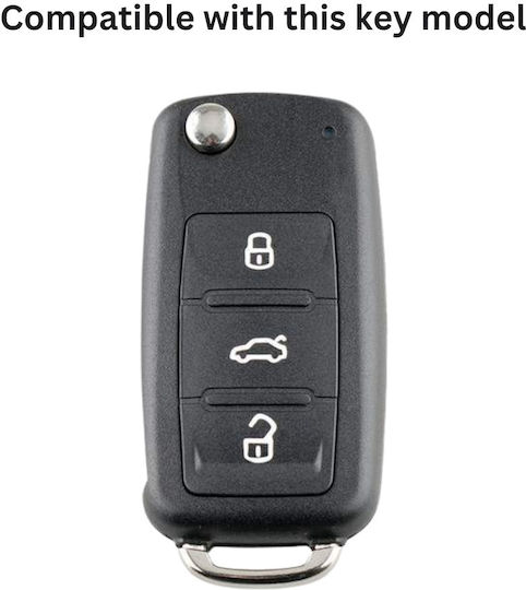 Husă de protecție premium pentru cheie tip briceag Volkswagen, compatibilă cu Vw Polo Golf Passat Beetle Caddy Transporter T5 Tiguan Jetta Skoda Octavia A5, 3 butoane, material TPU moale, negru auriu, Luvlu