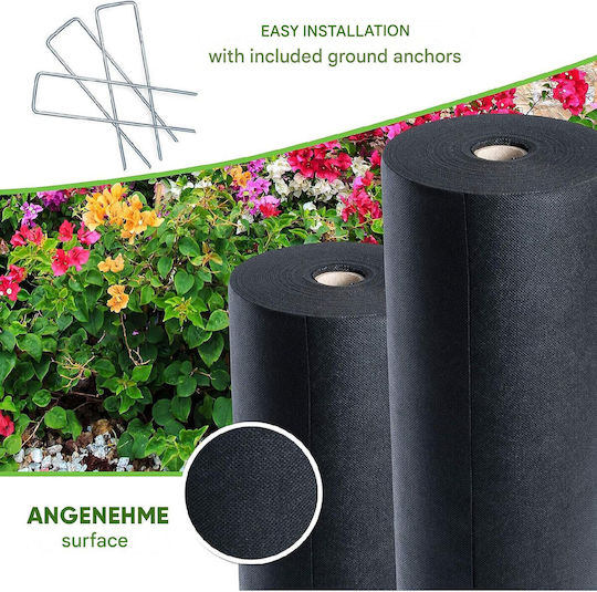 Agro Textilien Film Unkrautbarriere Dawidu Durchlässiges UV-Resistentes Bodendecker 50gr/m² 1x50m Schwarzes