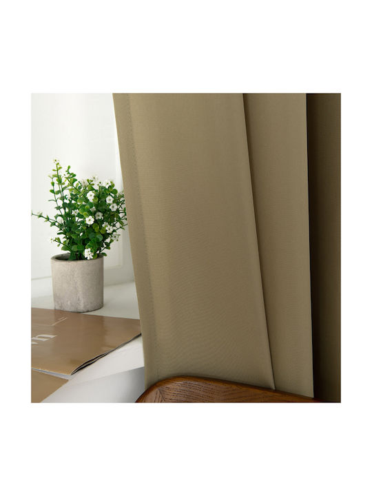 Beauty Home Κουρτίνα με Τρουκς Λαδί 150x260εκ.