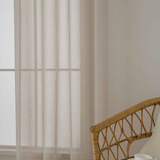 Beauty Home Κουρτίνα με Τρουκς Sharp Art 8448 Μπεζ 140x270εκ.