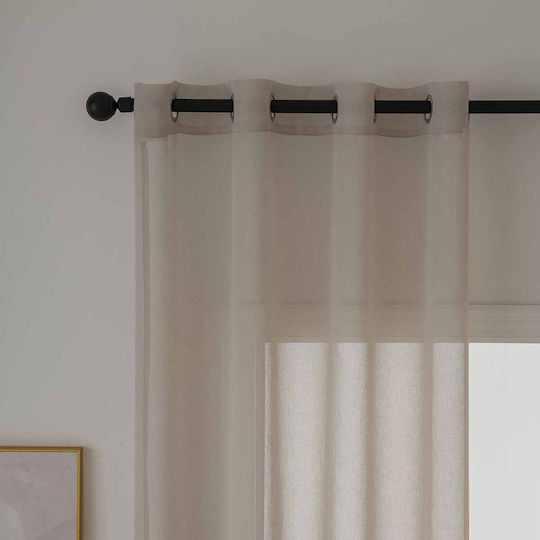 Beauty Home Κουρτίνα με Τρουκς Sharp Art 8448 Μπεζ 140x270εκ.