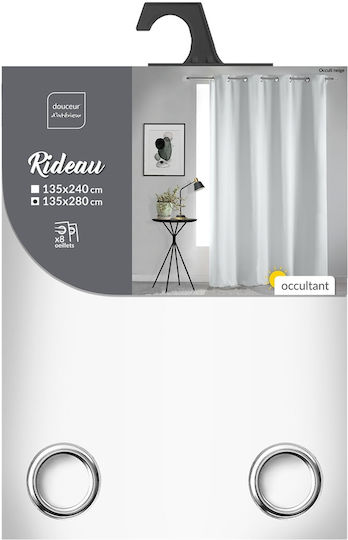 Douceur d'Intérieur Perdea Opacă Cu Capse Albă Zăpadă 135x280cm