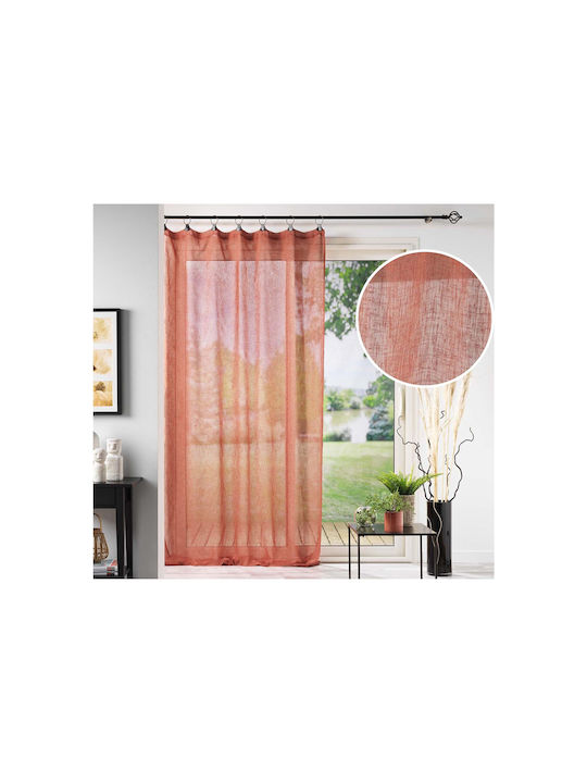 Douceur d'Intérieur Κουρτίνα με Τρουκς Tisse Linka Terracotta Orange 140x240εκ.