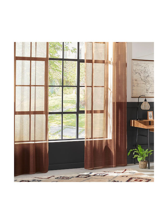 Atmosphera Κουρτίνα με Τρουκς Moly Πορτοκαλί 135x240εκ.