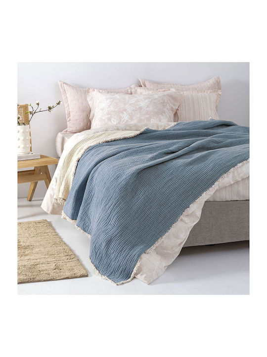 Palamaiki Mous Κουβέρτα Μουσελίνα Υπέρδιπλη 250x240εκ. Mous Blue