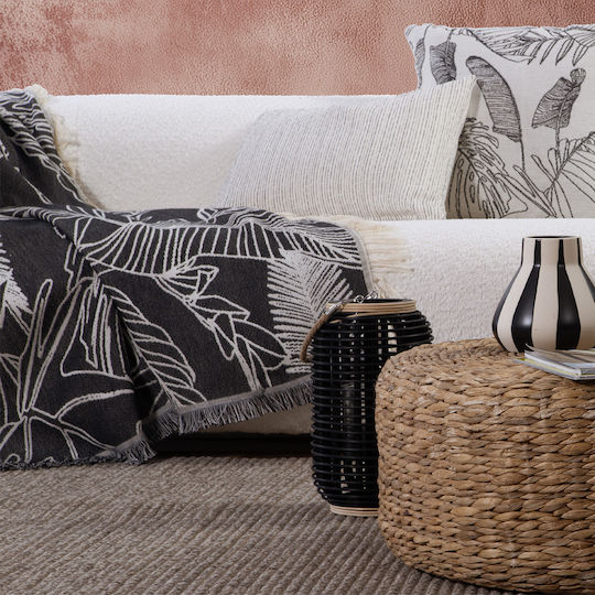 Nef-Nef Homeware Grow Κουβέρτα Καναπέ 130x170εκ. Εκρού/μαύρο