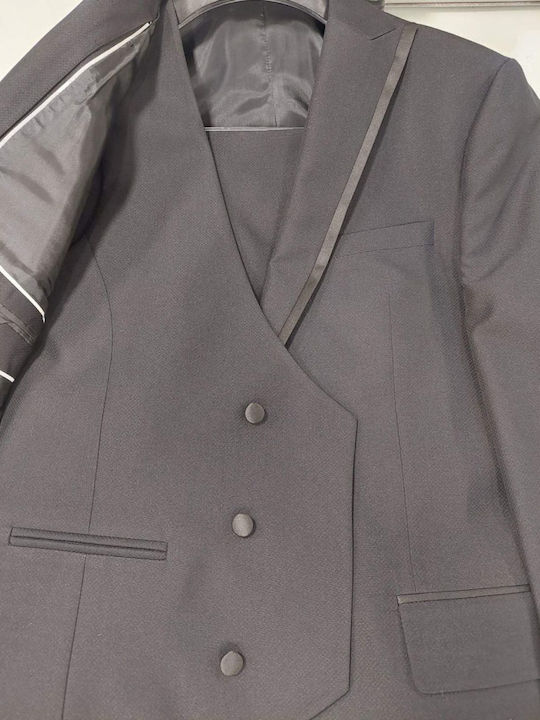 Costum Bărbați Cu vestă Black