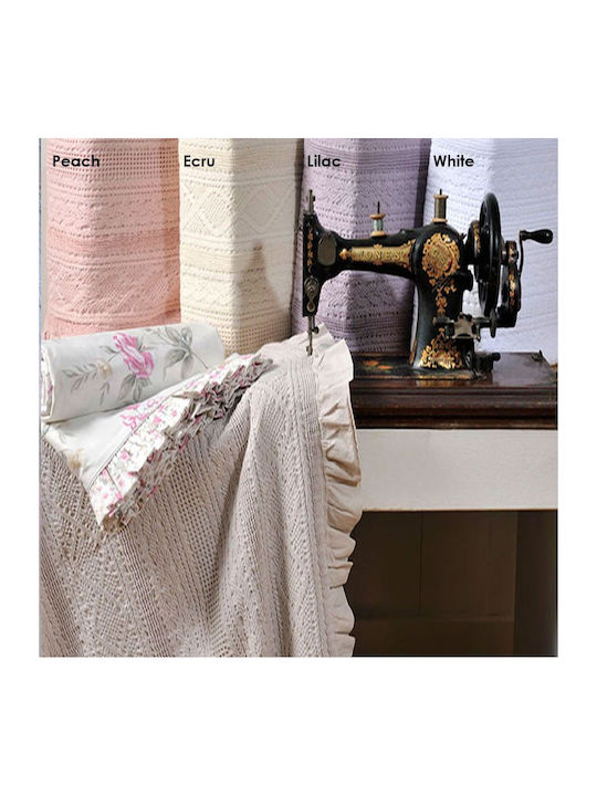 Down Town Home 454 Knitted Blanket Single 170x240cm Ecru Border