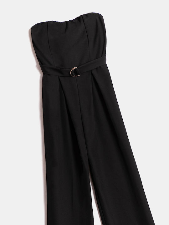 Ολόσωμη Φόρμα Strapless Ζωνάκι Μαύρο Μαύρο