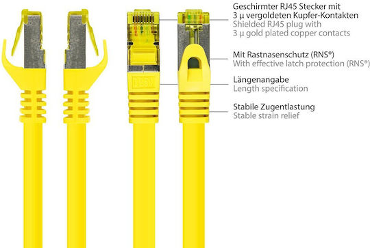 Good Connections S/FTP Cat.7 (10Gbps) Καλώδιο Δικτύου Ethernet 3m Κίτρινο