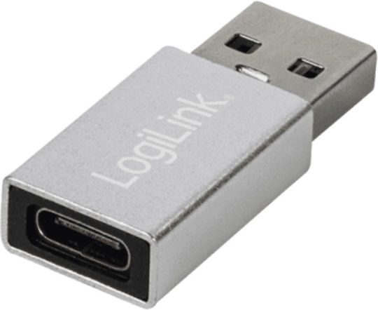 LogiLink Μετατροπέας USB-A male σε USB-C female Ασημί (AU0056)
