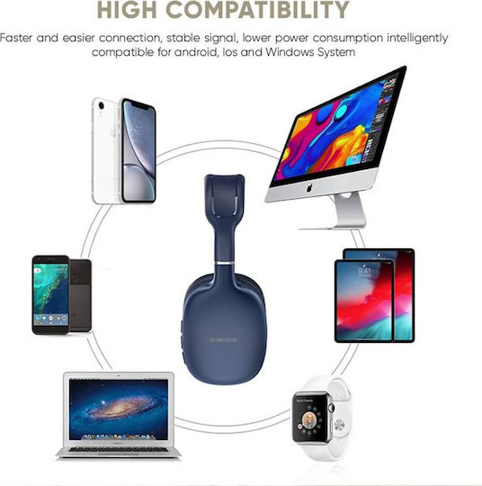 Sonic Gear Airphone 6 Kabellose Bluetooth Über Ohr Kopfhörer mit 10 Stunden Betriebszeit Azurite