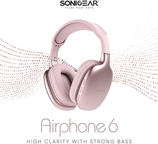 Sonic Gear Airphone 6 Wireless / Wired Over Ear Headphones with 10 hours of Operation Mauve Pink