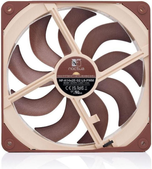 Noctua NF-A14x25 G2 LS-PWM Case Fans 140mm (800rpm / 48cfm) Without LEDs Connection 4-Pin Brown