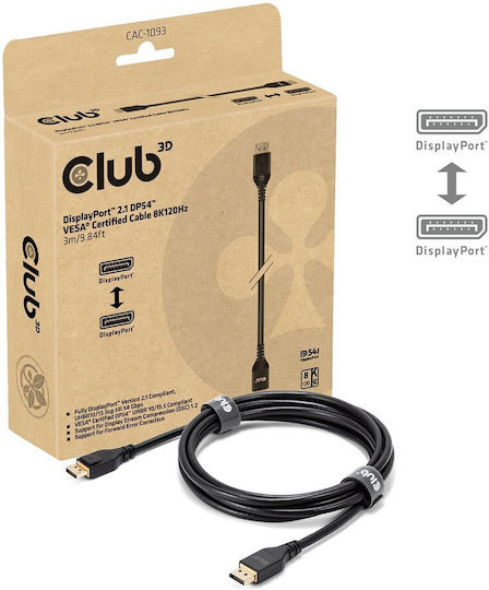 Club3D Cablu DisplayPort - DisplayPort 3m Negru