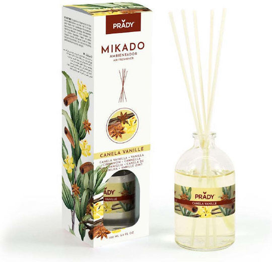 Prady Micado Perfumed Room Fragrance With Sticks 100ml Vanilla and Cinnamon 09673