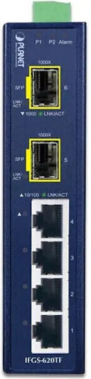 Planet Technology IFGS-620TF Gestionat L2 PoE+ Switch cu 4 Porturi Gigabit (1Gbps) Ethernet